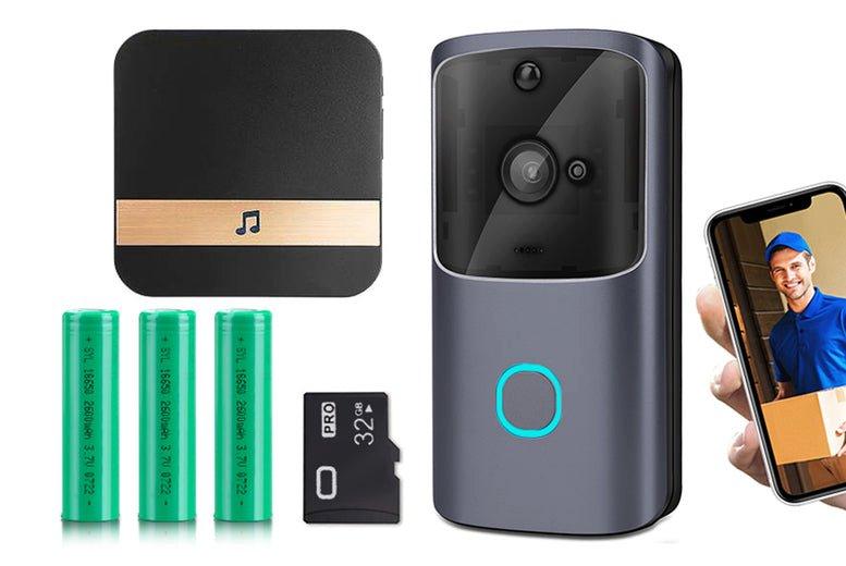 Smart Home Wireless WiFi Video Doorbell with batteries and chime